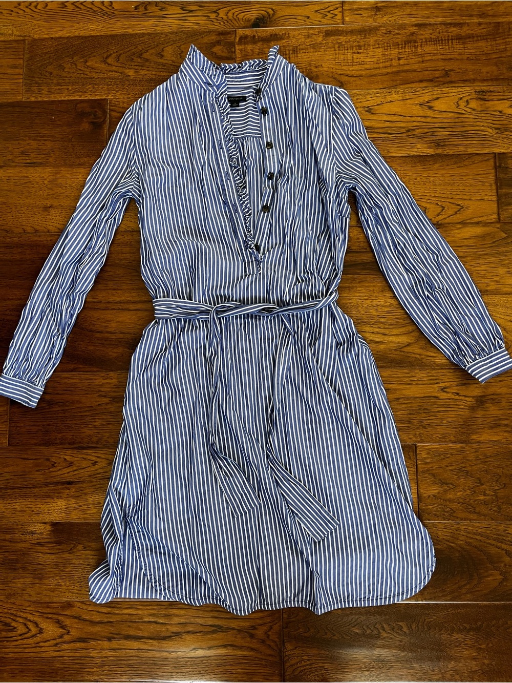 Ann Taylor Shirt Dress in Blue/White Stripe, Size Small